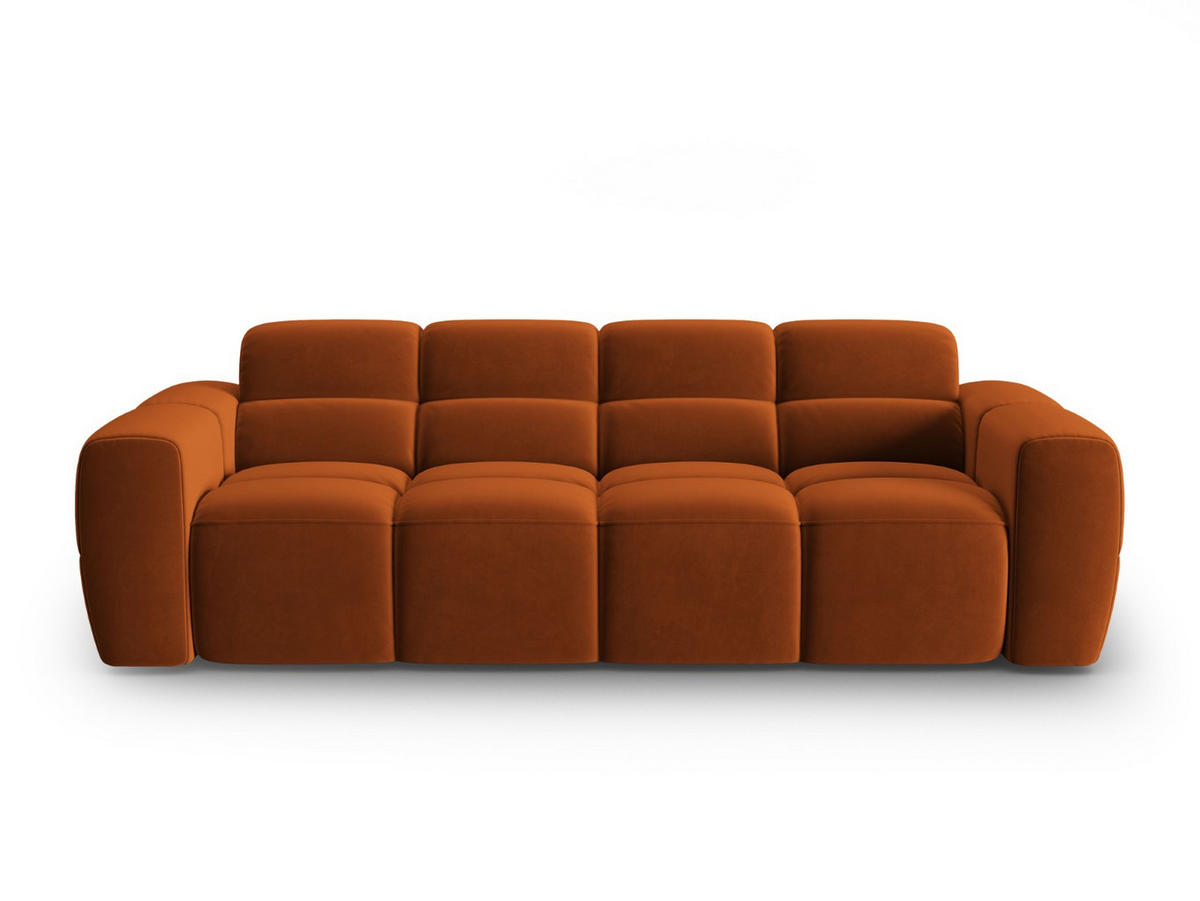 SOFA Lisa aus Samt terrakotta 4 Sitzplätze - Terra cotta, Textil (256/77/101cm) - Micadoni