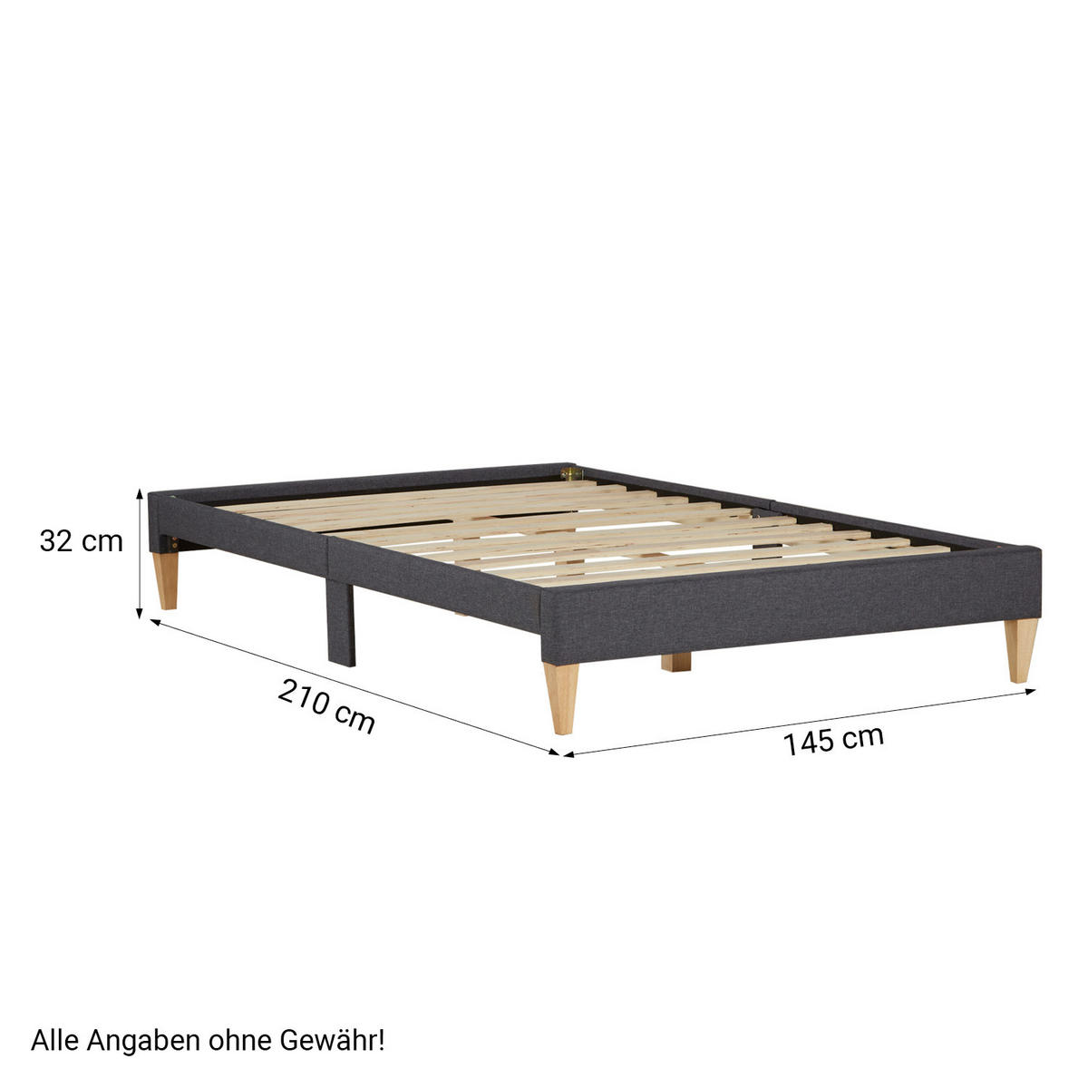 POLSTERBETT mit Lattenrost 140/200 cm in Grau - Grau, Textil (140/200cm) - Homestyle4u