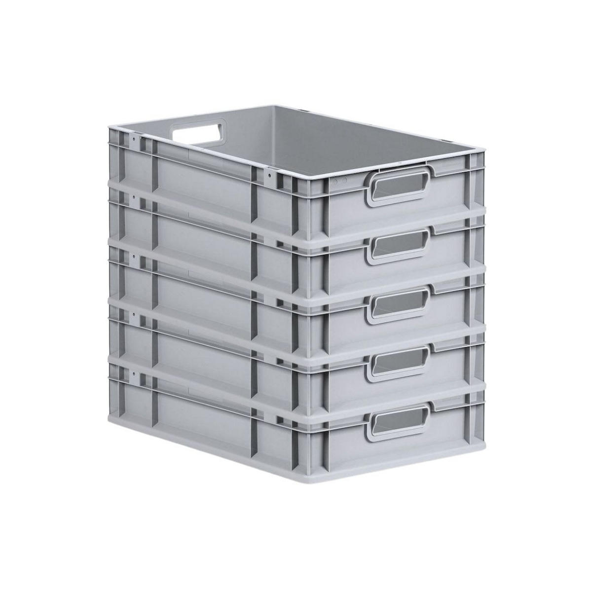 EUROBOX 5x Nextgen Economy Mit Scharnierdeckel Grau/BlauGriffe Offen 23 Liter - Blau, Kunststoff (40/12/60cm) - PROREGAL