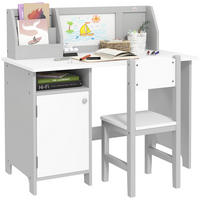 KINDER-SCHREIBTISCHSET DE-17514 mit Weißwandtafel und Stauraum Grau - Grau, Holzwerkstoff (90/85/45cm) - ComfortXL