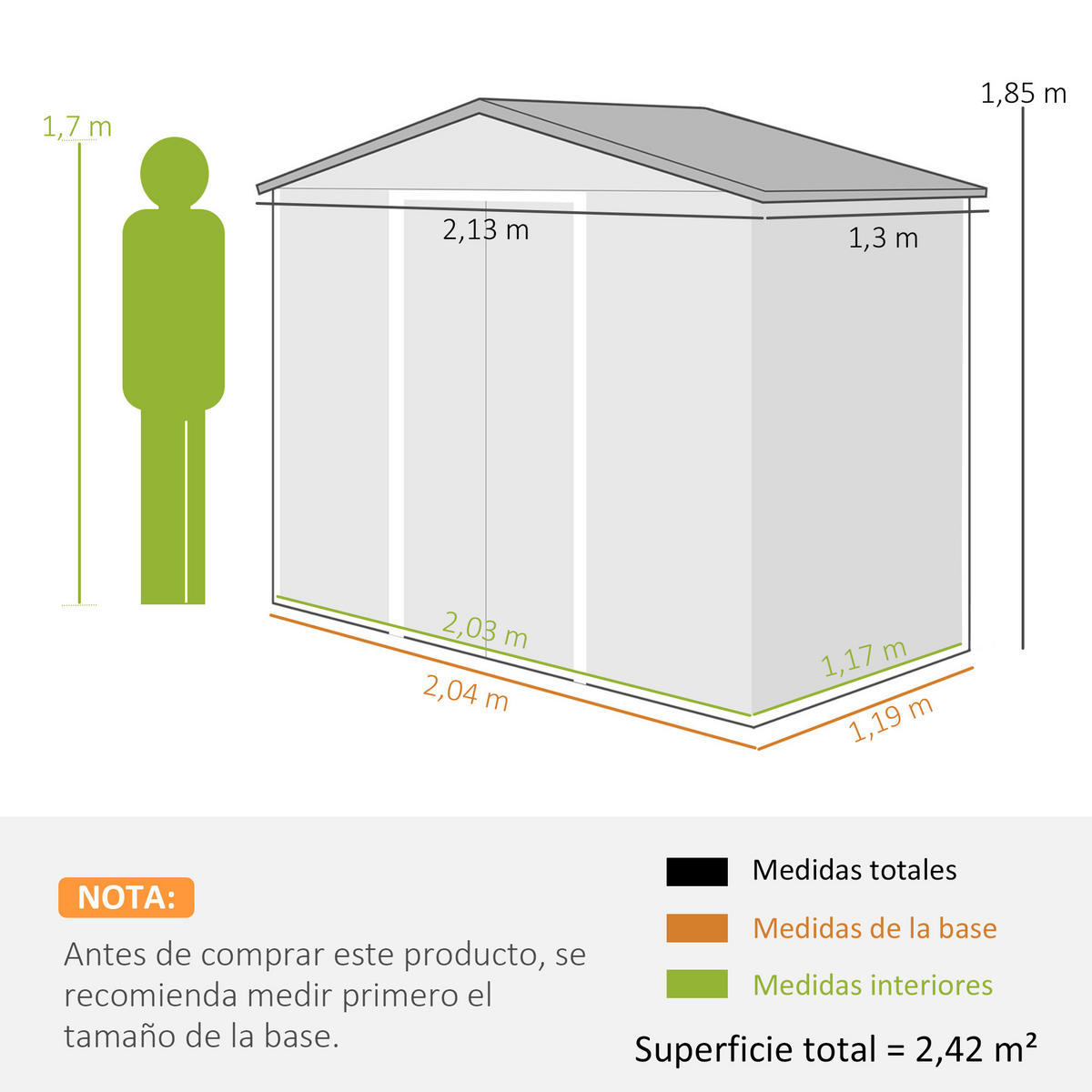 GARTENHAUS Eichefarben 1 Stück - Eichefarben, Kunststoff/Metall (130/185/213cm) - GiPP