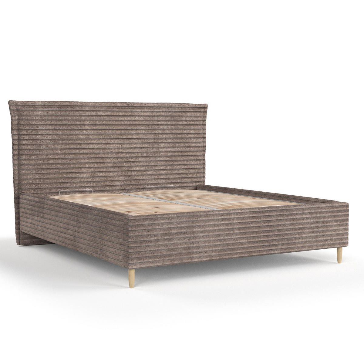 POLSTERBETT Cape Cod Beige 180/200 cm im Samtstoff - Beige/Naturfarben, Holz/Holzwerkstoff (180/200cm) - Maison de Reve