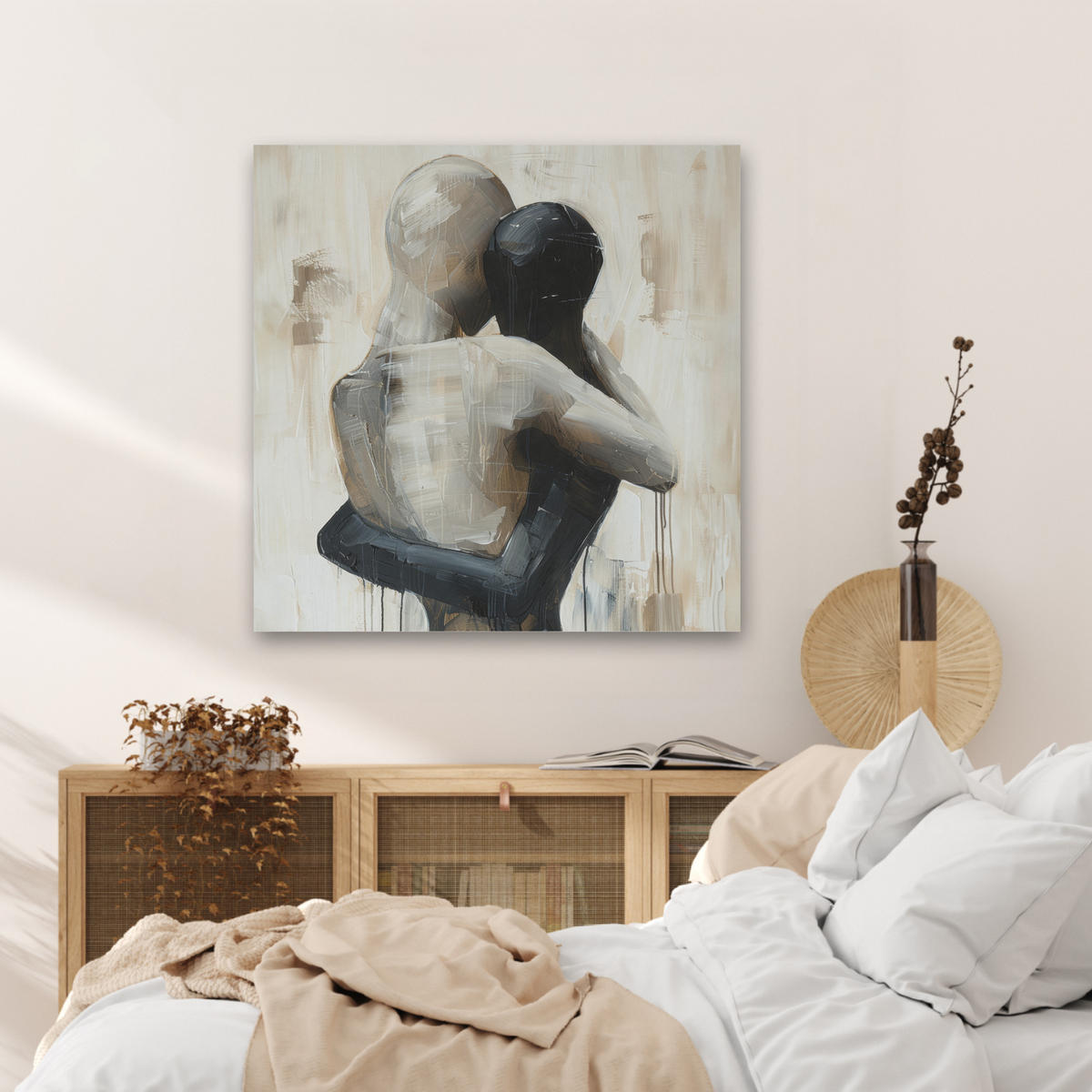 AKUSTIKBILD Abstrakt - Liebe - Schwarz und weiß - Modern Akustikpaneele 80x80 cm - Schwarz, Kunststoff (80/80/0.9cm) - MuchoWow