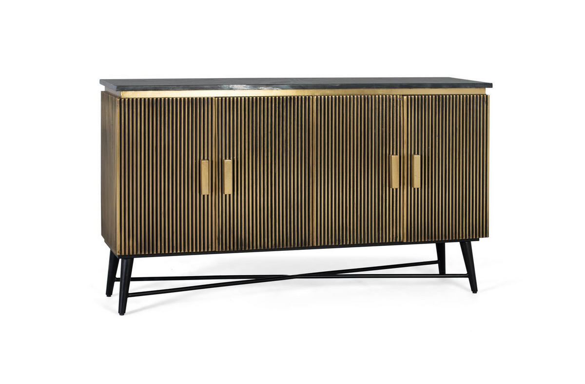 SIDEBOARD aus Mangoholz und Marmor - Bronzefarben, Holz (40/86/150cm) - Giner y Colomer