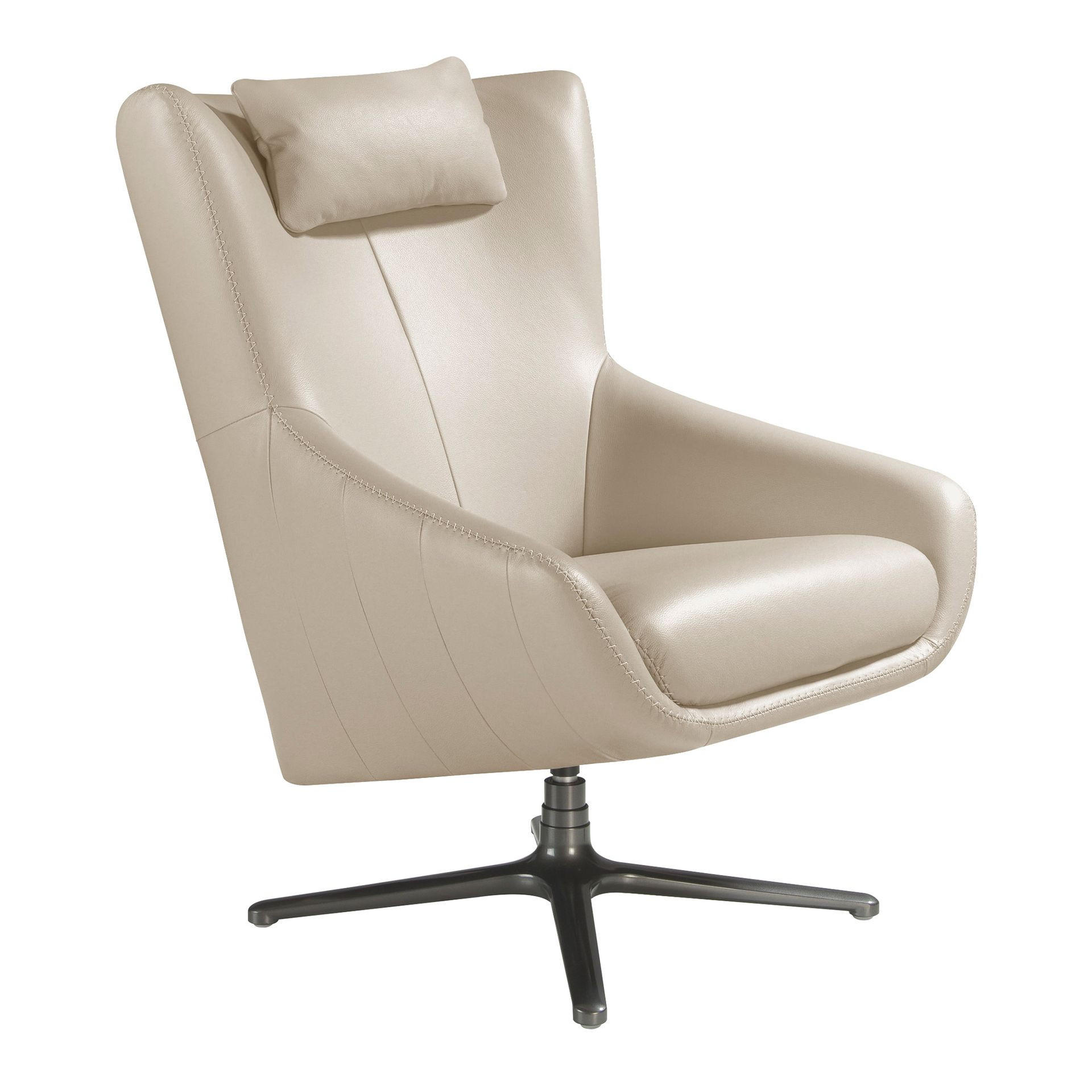 Angel Cerda Leder-Drehsessel Taupe 76x100x90 cm