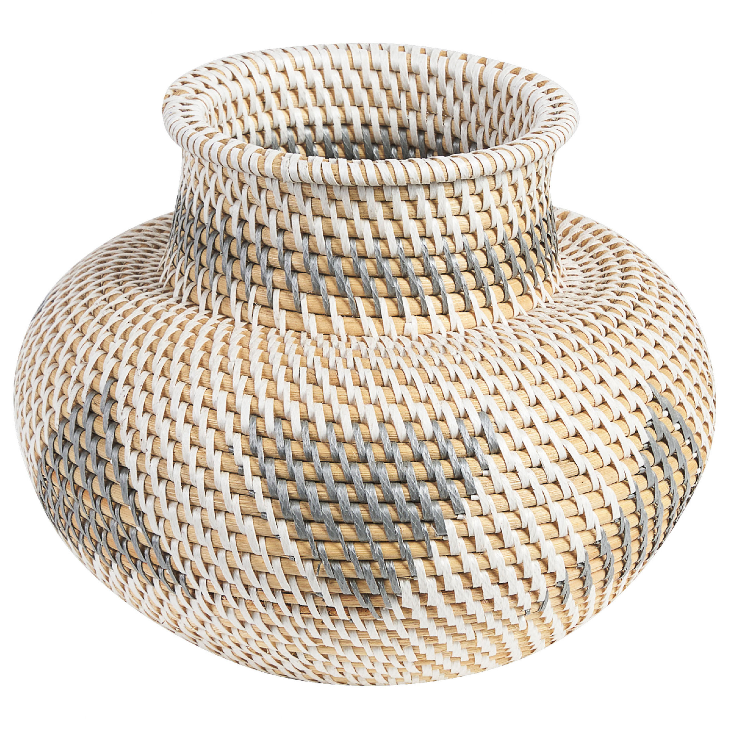 DEKOVASE Rattan weiß Asahan - Weiß, Naturmaterialen (22cm) - Beliani