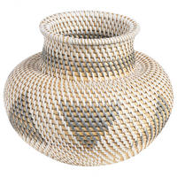 DEKOVASE Rattan weiß Asahan - Weiß, Naturmaterialen (22cm) - Beliani
