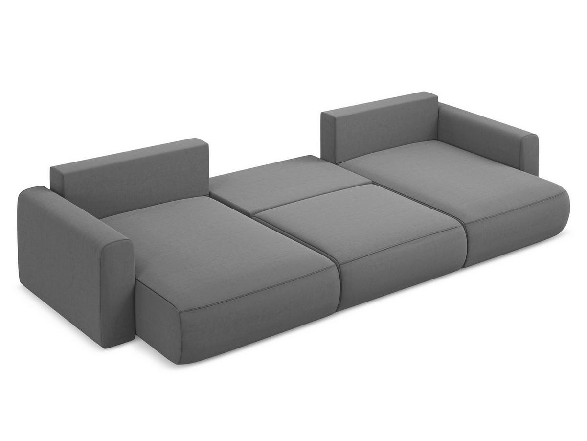 WOHNLANDSCHAFT Samt Stoff Grau - Schwarz/Grau, Kunststoff/Textil (340/82/149cm) - Makamii