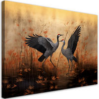 LEINWANDBILD Kranich Natur Vögel - Orange, Textil (60/40cm) - Feeby