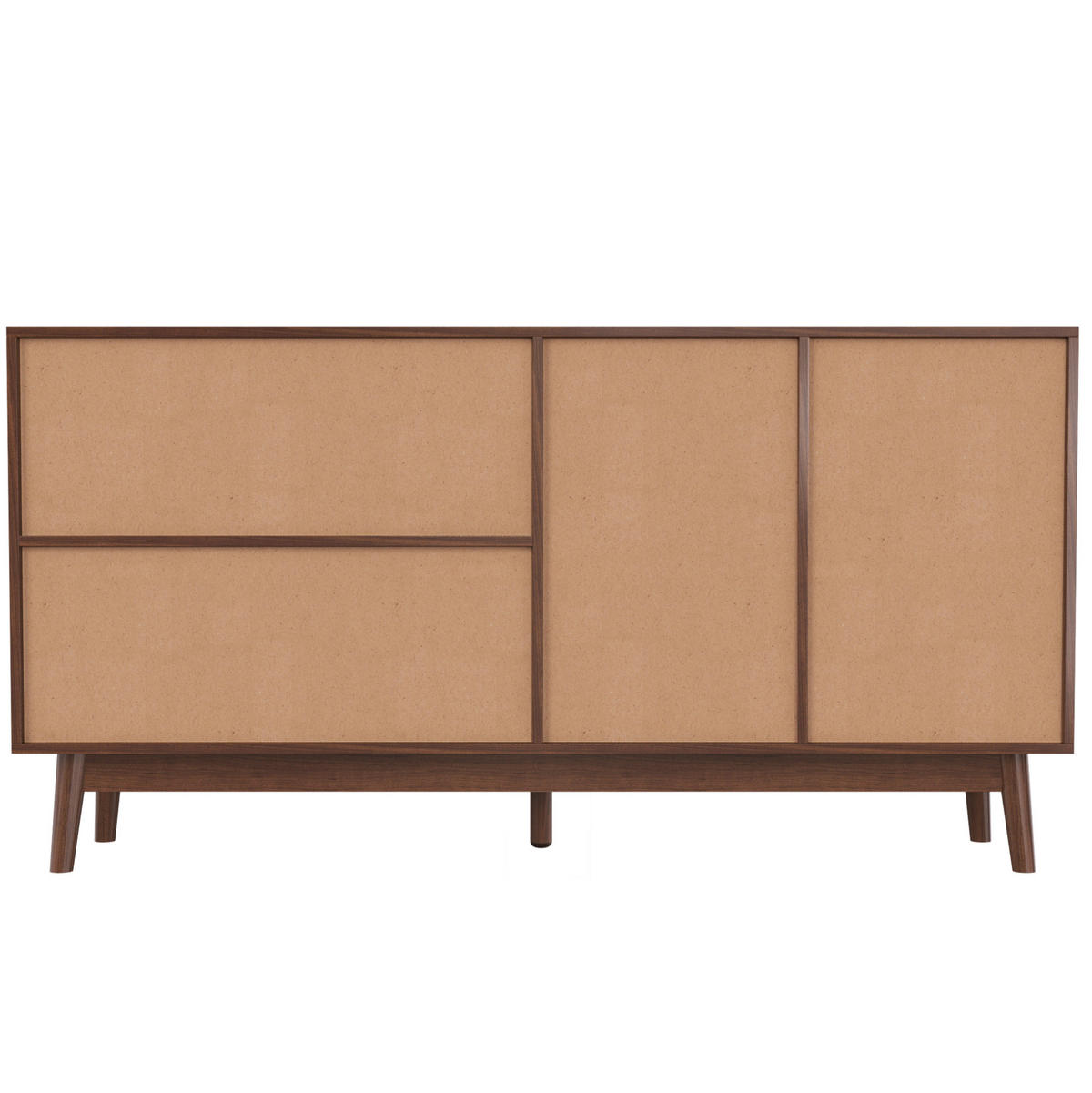 SIDEBOARD 155/38/80 cm aus MDF und Spanplatte mit Schiebetüren aus echtem Rattan Dunkles Holz - Nussbaumfarben, Holzwerkstoff (155/80/38cm) - Modenvie