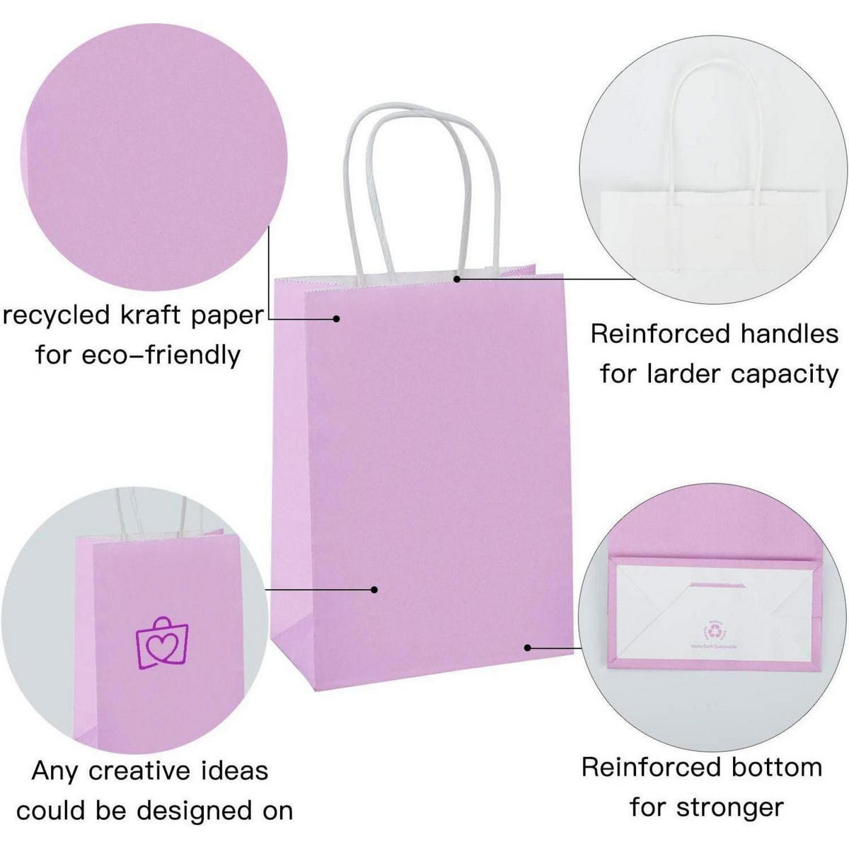 GESCHENKTÜTEN 25 Stück Set Lila 15 x 8 x 21 cm - Flieder, Papier (8/21/21cm)