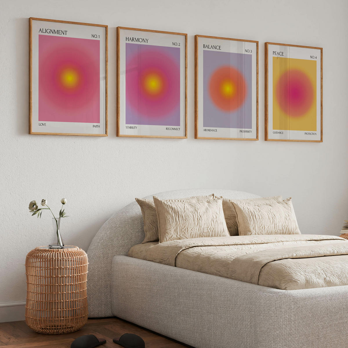 PLAKÁT Sada Aura Afirmace Citáty Harmonie Rovnováha 4x A4 21x30 cm - různobarevná, papír (21/30/30cm) - Muralo