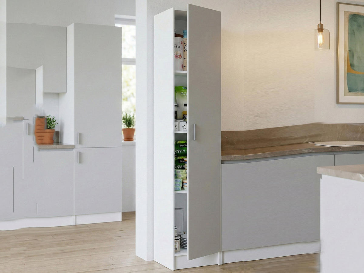 MEHRZWECKSCHRANK Holz-Effekt Weiß 37x37h180 - Weiß, Holzwerkstoff (37/180/37cm) - DMORA