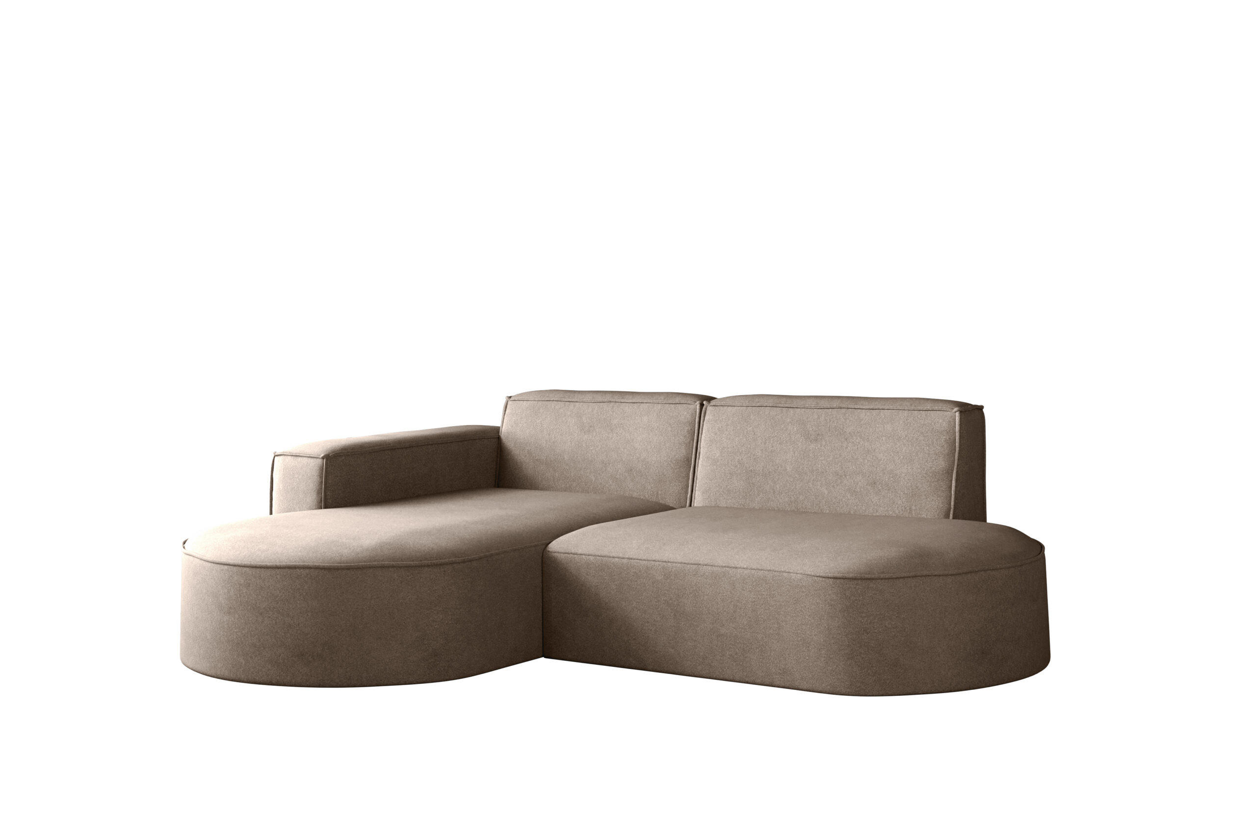 ECKSOFA Modena Modern Und Komfort Velours Stoff Salvador Links Dunkelbeige - Cappuccino, Holz/Textil (165/236cm) - Kaiser Möbel