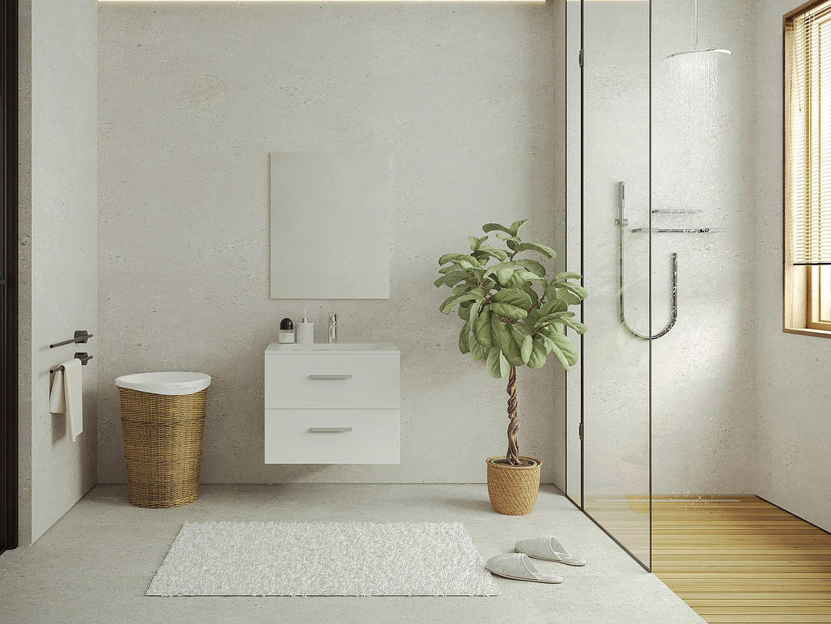 EINZELWASCHTISCH - 60 cm x 45 cm - Holz, Platte - Weiß - KAYLA - Weiß, Holz (60/47/45cm) - Vente-Unique