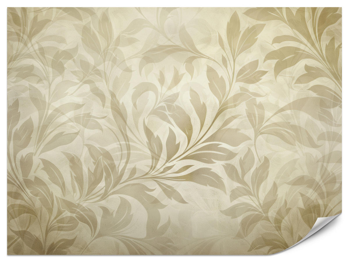 FOTOTAPETE für Schlafzimmer Blätter Pflanzen Natur Beige Vintage 300x210 - Beige/Braun, Papier (300/210cm) - Muralo