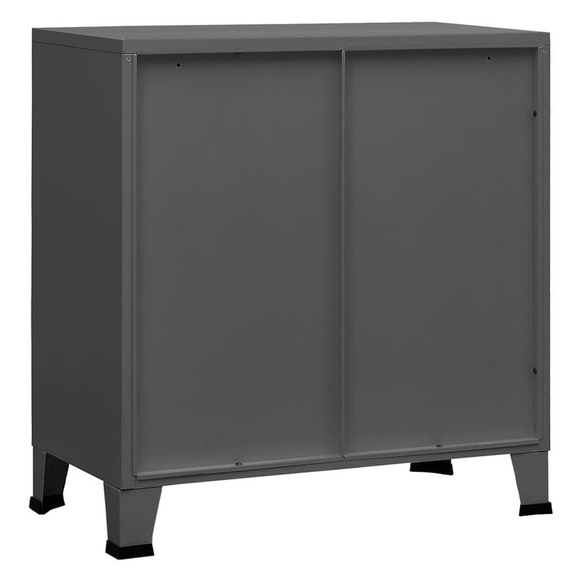 SIDEBOARD mit 4 Türen, 75/40/80 cm, aus Stahl, in Anthrazit, im Industriestil - Anthrazit, Metall (75/80/40cm) - vidaXL