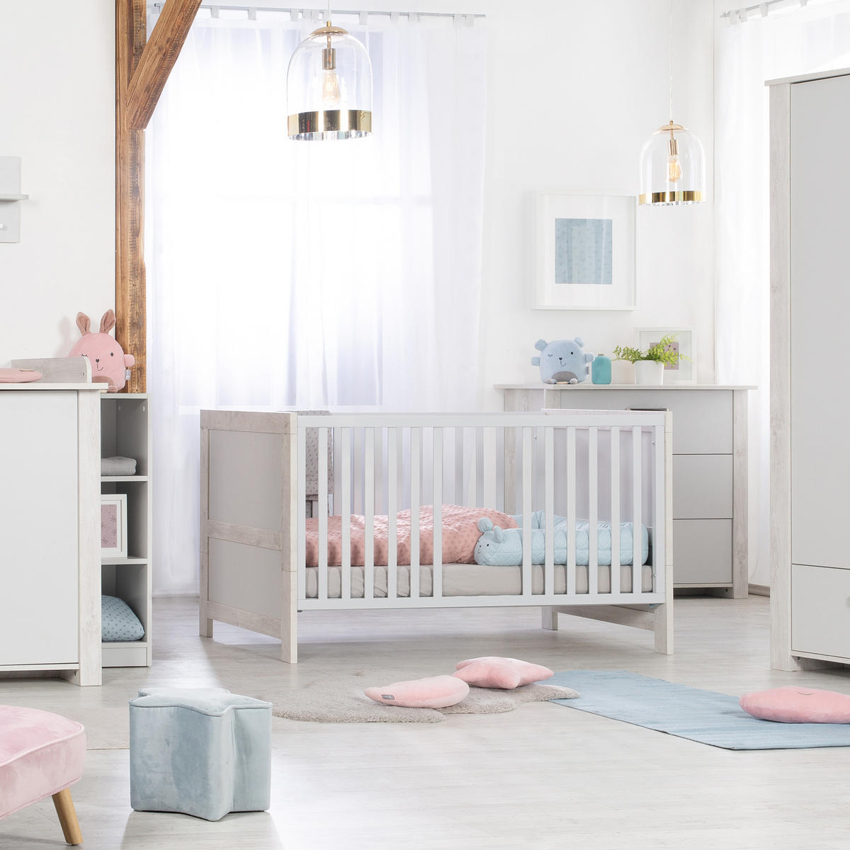BABYZIMMER-SET Mila 2-teilig - Grau, Holzwerkstoff (126/142cm) - Roba