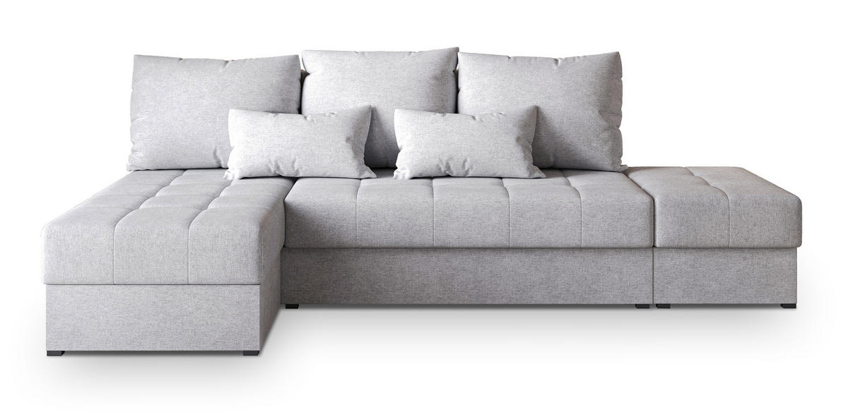 ROHOVÁ SEDAČKA NORVI světle šedá - šedá/světle šedá, dřevo/textil (251/143cm) - MASSENO