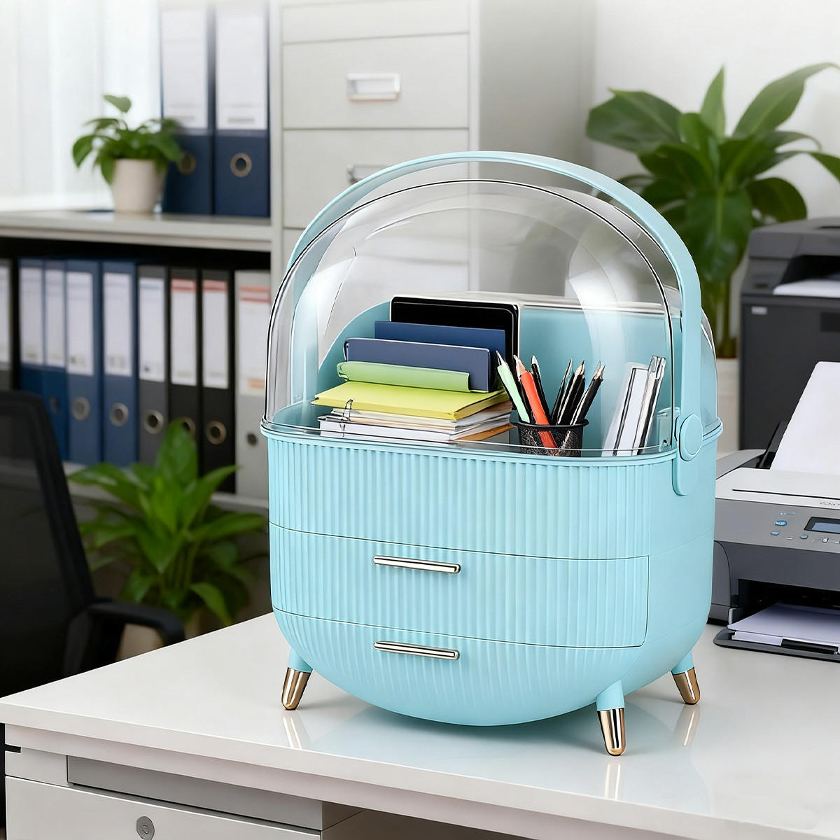KOSMETIK ORGANIZER Seraphina 29/19/38 cm - Hellblau, Kunststoff (19/38/29cm) - ZMH