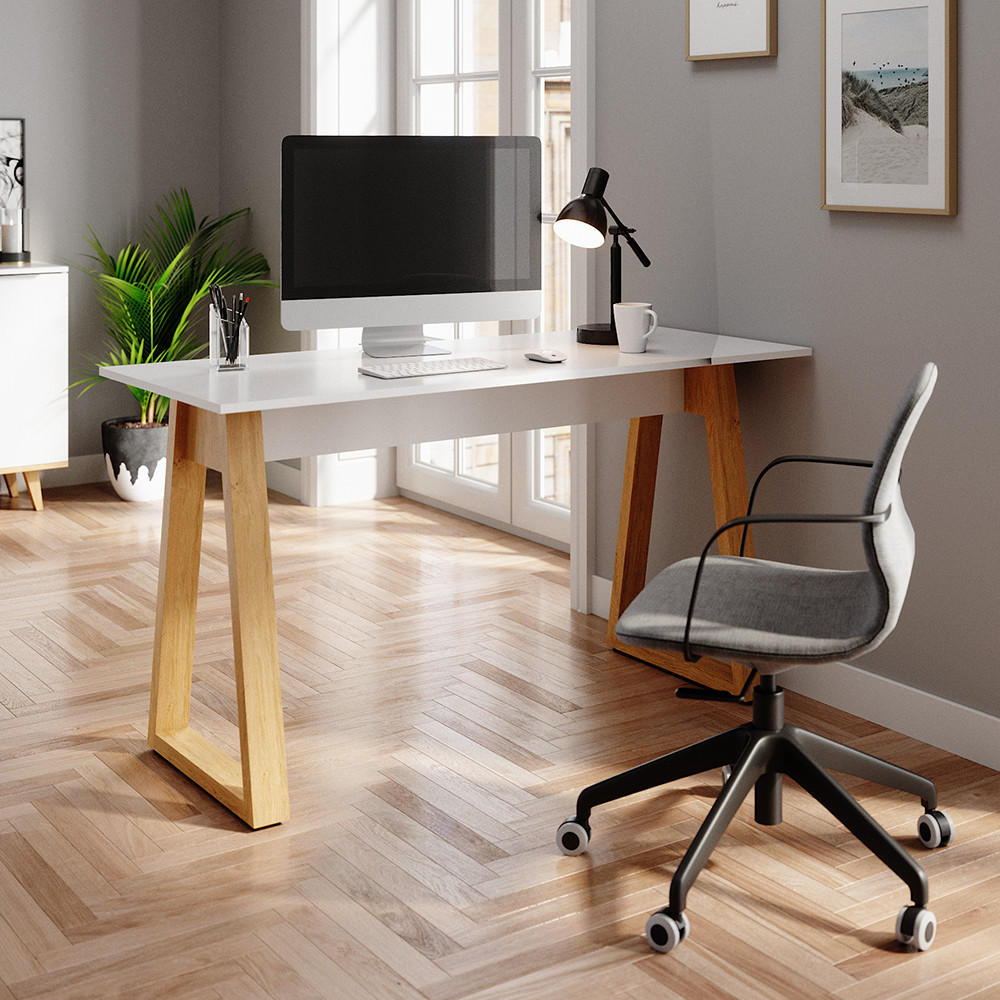 SCHREIBTISCH Nautica Weiß 138 x 60 cm - Eichefarben/Weiß, Holzwerkstoff (60/138/77cm) - Vicco