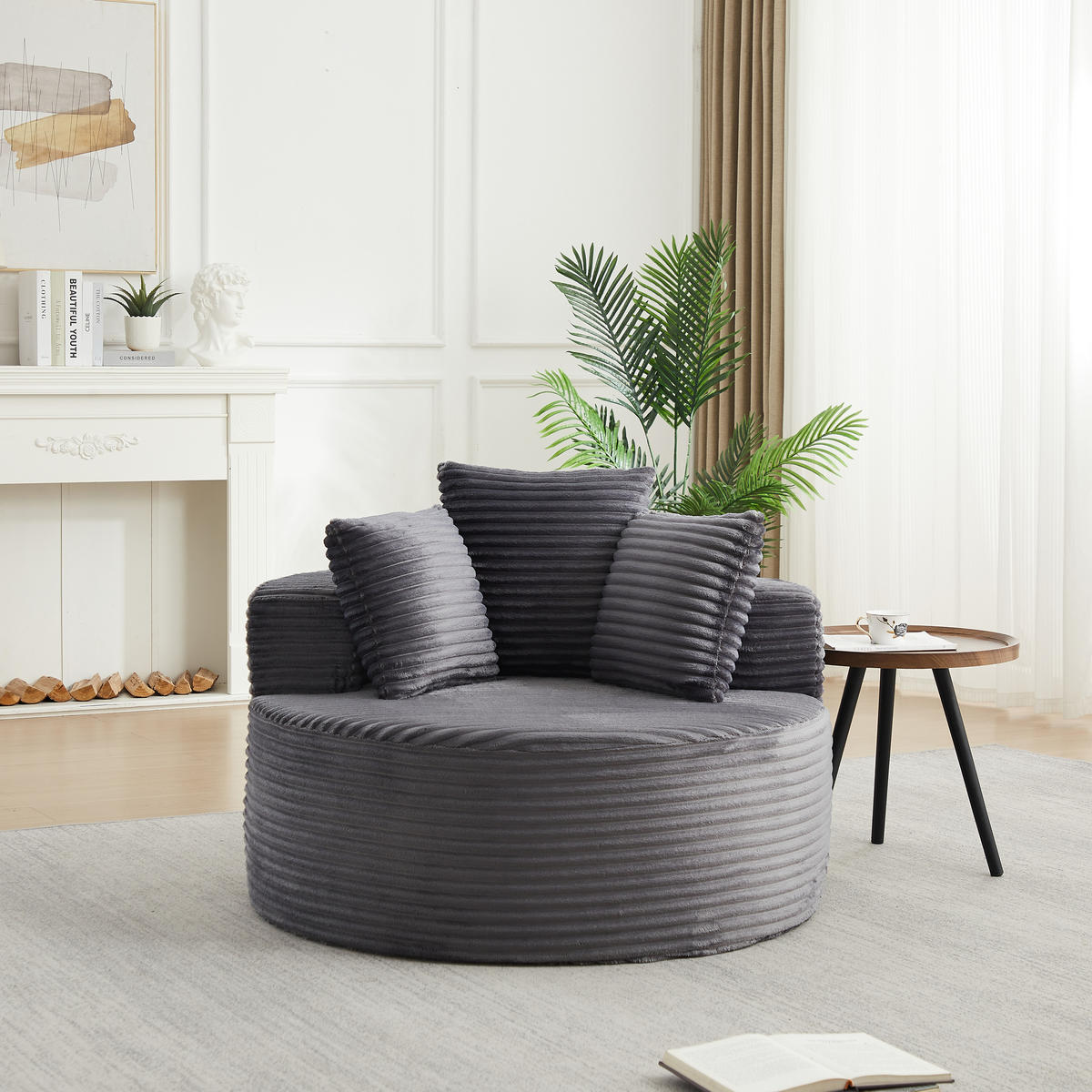 SESSEL DE-34516 minimalistisch mit 3 Kissen Grau - Grau, Textil (110/82/110cm) - ComfortXL