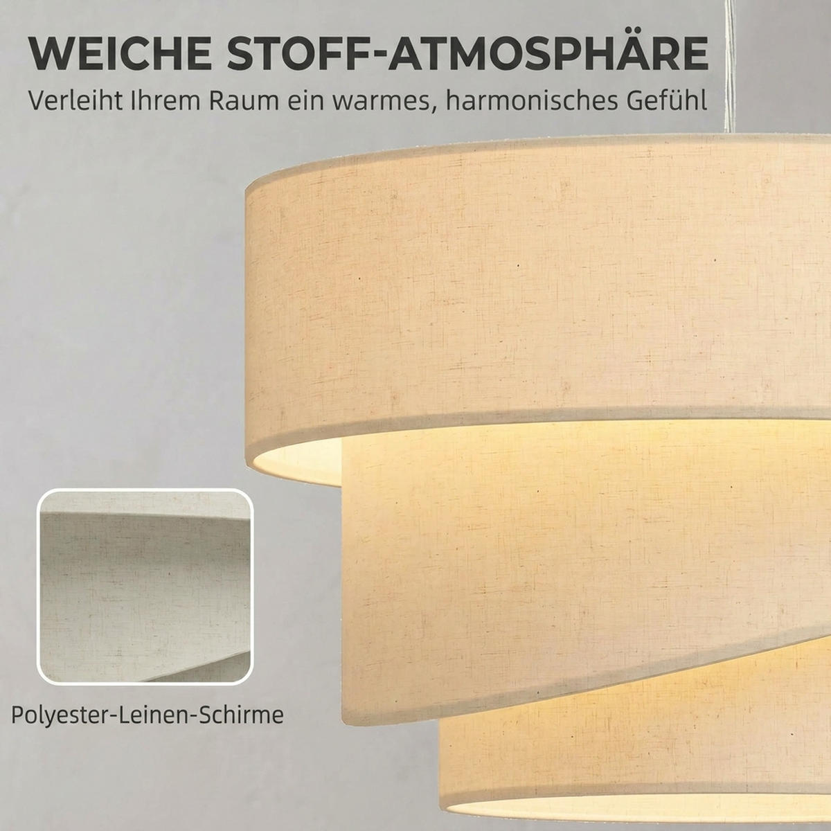 PENDELLEUCHTE Leinen Beige - Beige, Textil (50/50/37.5cm) - HOMCOM