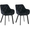 ARMLEHNENSTUHL 2er Set Samt Schwarz - Schwarz, Textil/Metall (57/84/62cm) - CLP