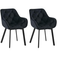 ARMLEHNENSTUHL 2er Set Samt Schwarz - Schwarz, Textil/Metall (57/84/62cm) - CLP