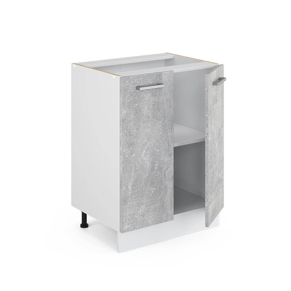 KÜCHENUNTERSCHRANK R-Line Beton 60 cm ohne AP - Schieferfarben/Hellgrau, Holzwerkstoff (60/81.6/46cm) - Vicco