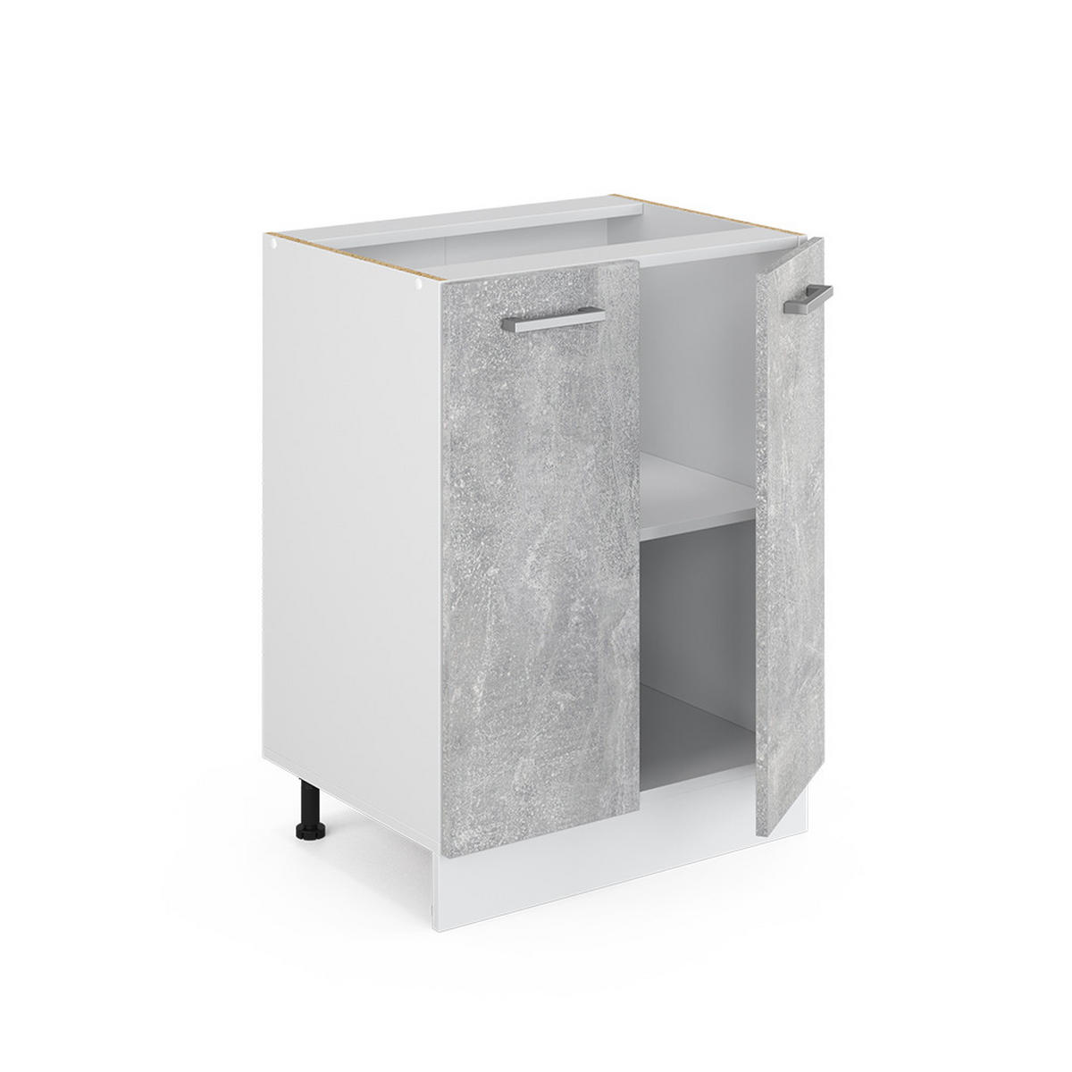 UNTERSCHRANK R-Line Beton 60 cm mit Türen, ohne AP - Weiß/Grau, Holzwerkstoff (60/81.6/46cm) - Vicco