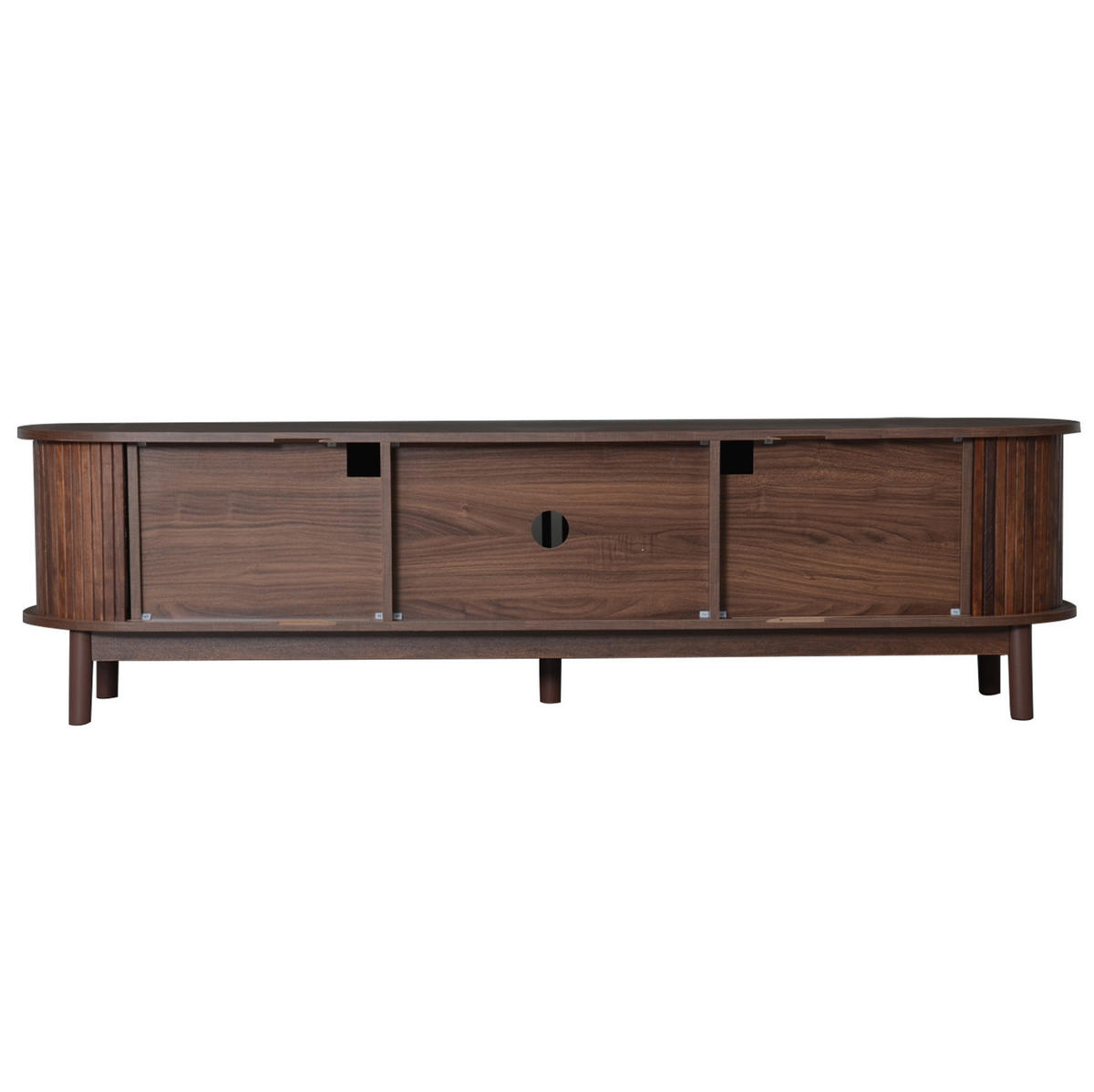 TV stolek 150/38/44 cm s 2 zásuvkami, skříňkou a otevřenými přihrádkami, vhodný pro TV do 60", Dubová barva - přírodní, kompozitní dřevo (150/44/38cm) - Redom