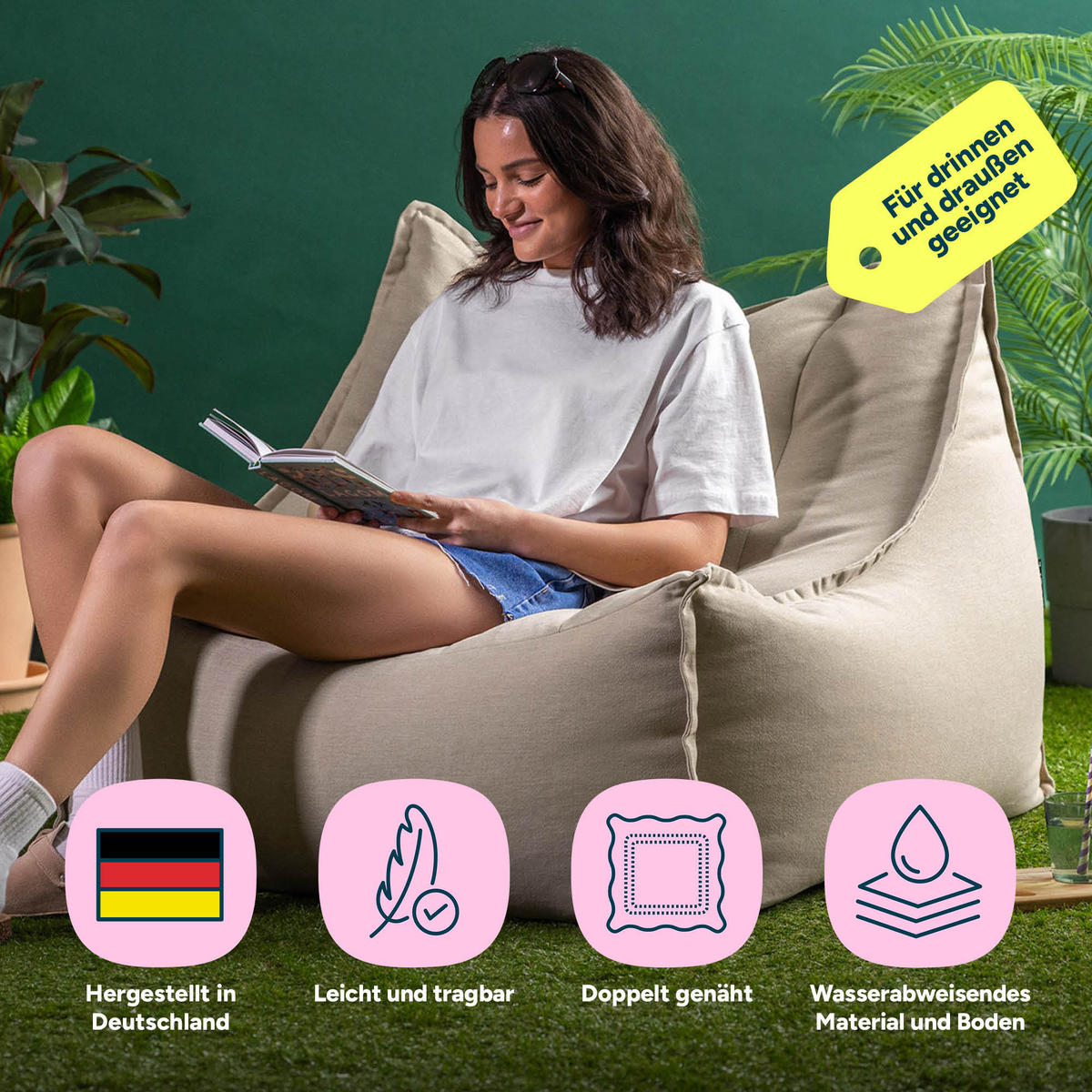 SITZSACK Outdoor Alto - Beige, Textil (94/75/94cm) - icon