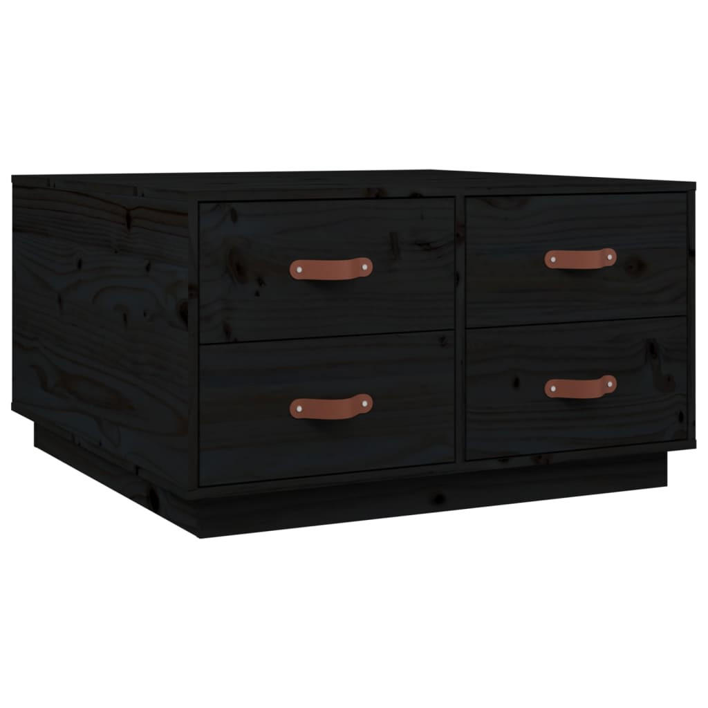 COUCHTISCH Schwarz 80x80x45 cm Massivholz Kiefer - Schwarz, Holz (80/45/80cm) - furnicato