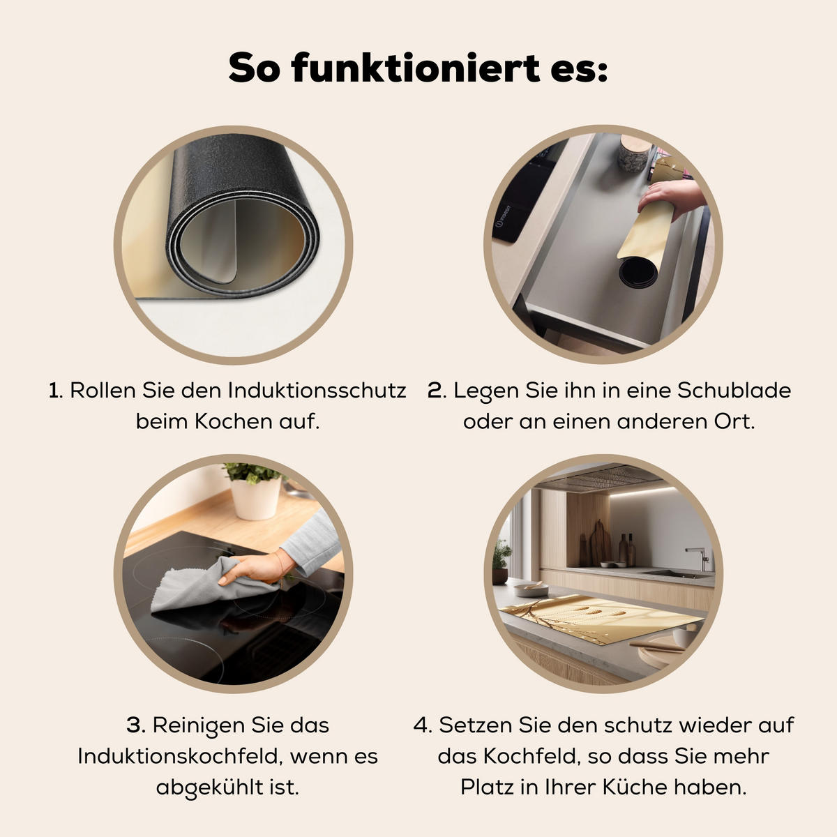 HERDABDECKPLATTE Beige - Osterkuchen - Eier Ceranfeldabdeckung 90x52 cm - Beige, Kunststoff (90/52/0.2cm) - MuchoWow