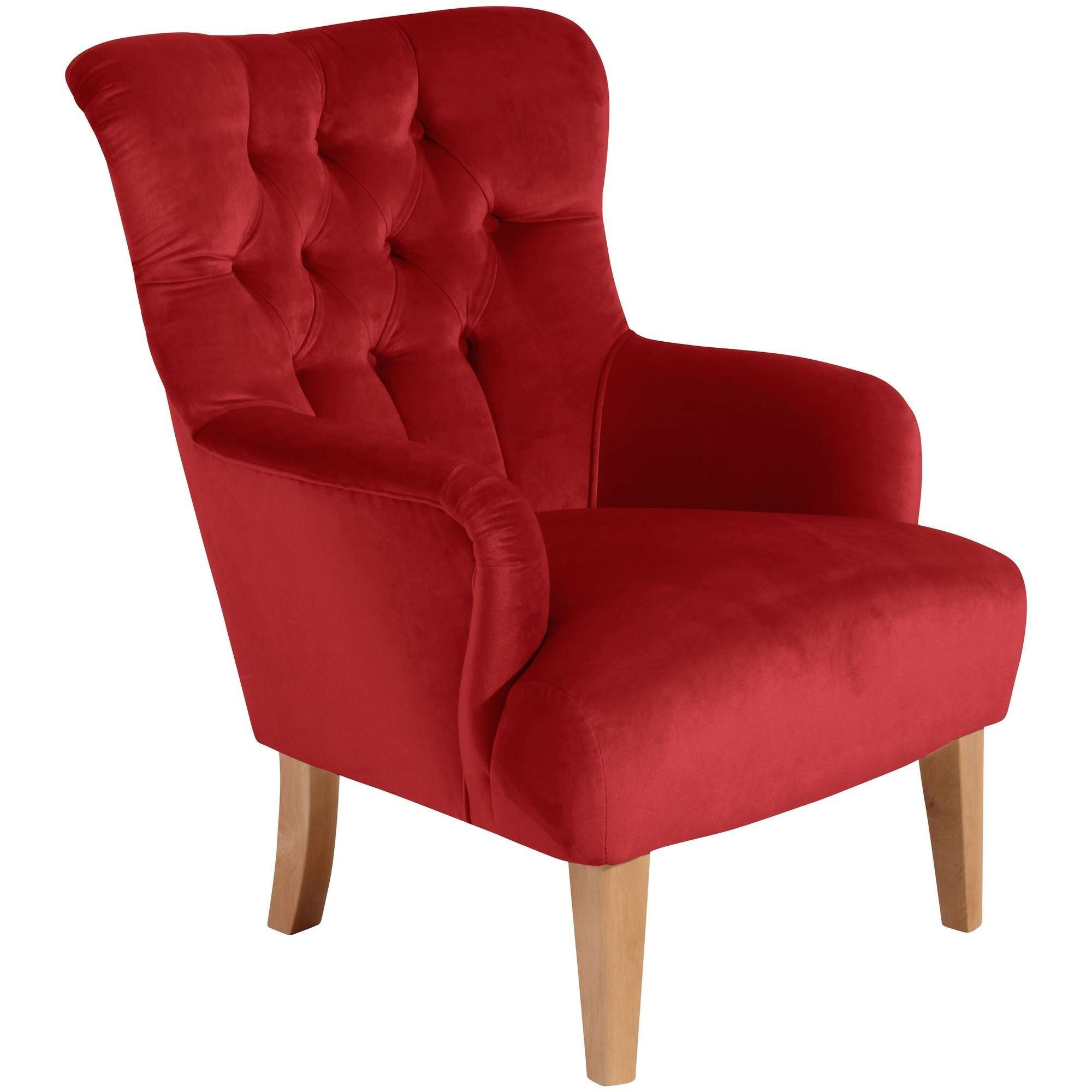 SESSEL Kaiya Bezug Samtvelours Buche natur / ziegel - Dunkelrot, Kunststoff (71/97/82cm) - 58aufmkessel