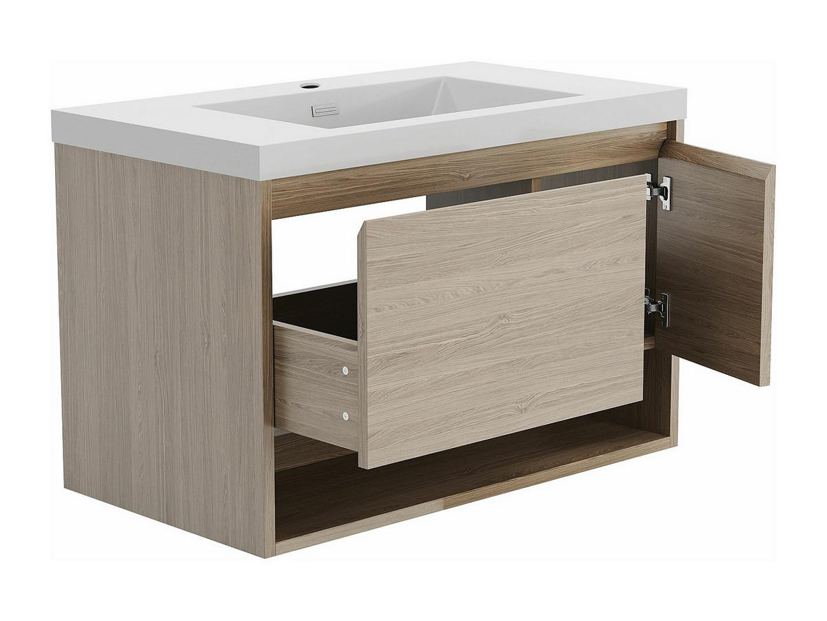 EINZELWASCHTISCH - 90 cm x 50 cm - holz - naturfarben hell Pujuka - Naturfarben, Holz (90/55/50cm) - Vente-Unique