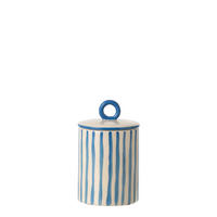DEKORATIVER TOPF GESTREIFT - Blau, Keramik (13/20/13cm) - J-Line