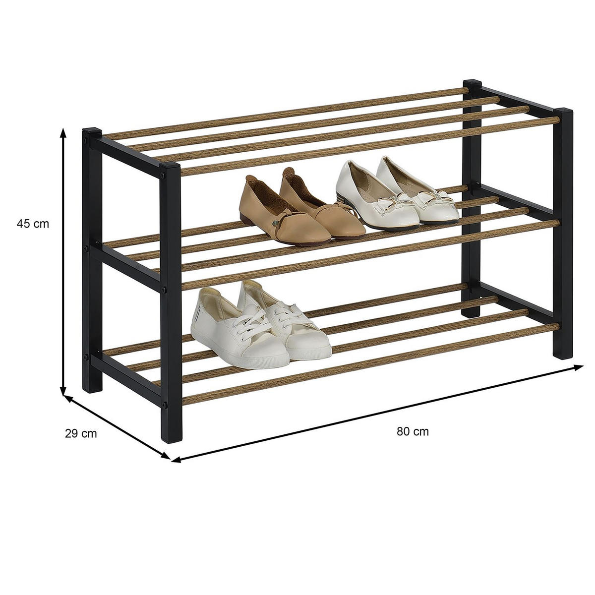 SCHUHREGAL WATERFORD - Schwarz, Metall (80/45/29cm) - IDIMEX