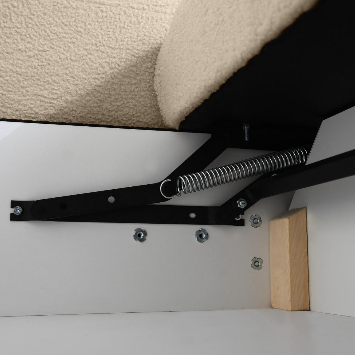 WOHNLANDSCHAFT Noel mit Schlaffunktion, Dunkelbeige, Bouclé-Stoff - Cappuccino, Holzwerkstoff (375/93/163cm) - Beautysofa