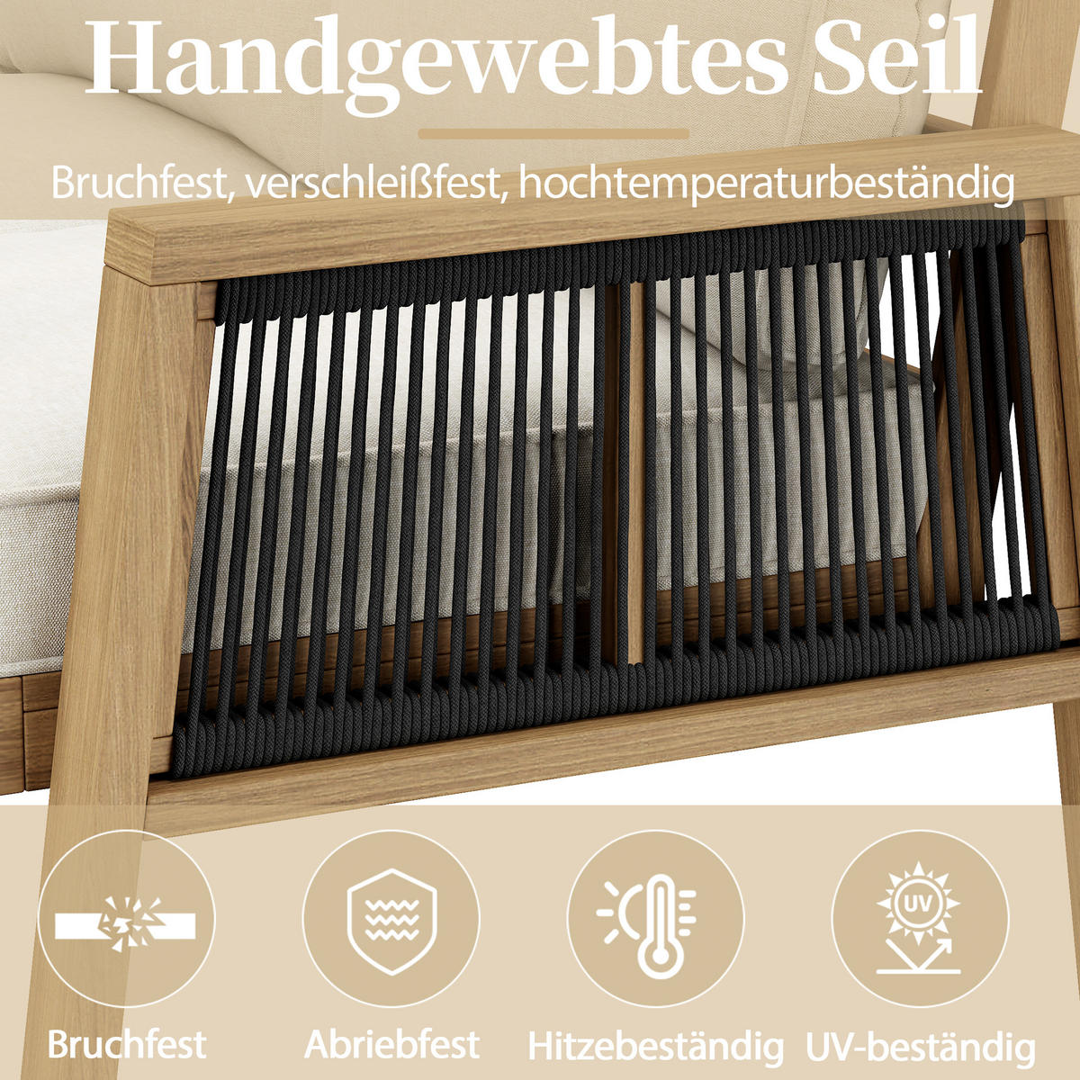 GARTENMÖBELSET Natur Creme - Beige, Holz - ComfortXL