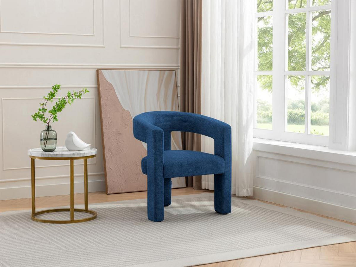 SESSEL - Strukturstoff - Blau - FAVINA - Blau, Textil (59/75/64cm) - Vente-Unique