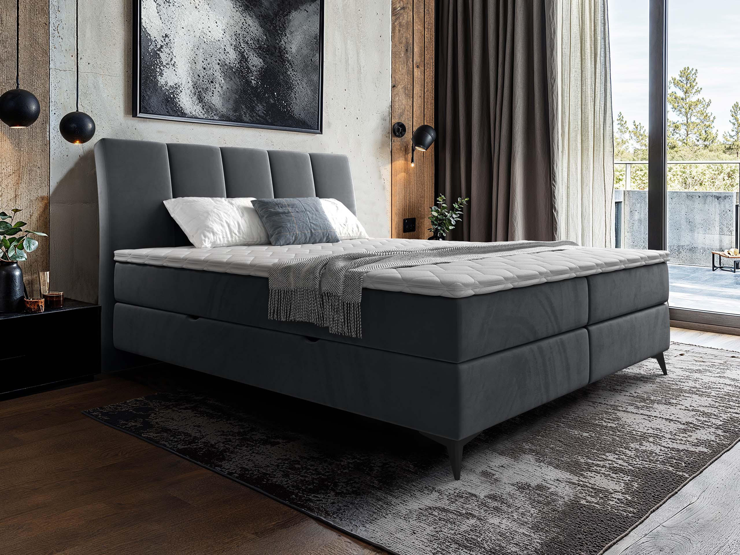 BOXBETT Forever - Schwarz/Grau, Holz/Textil (140/200cm) - MIRJAN24