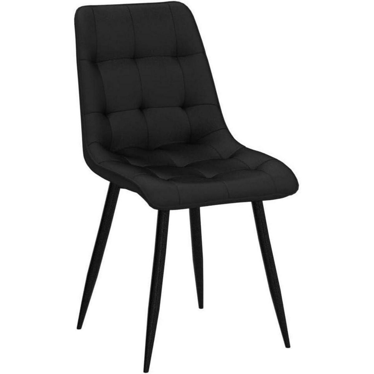 ESSZIMMERSTUHL 2er Set Samt Schwarz mit Rückenlehne - Schwarz, Textil (88/50/48cm)