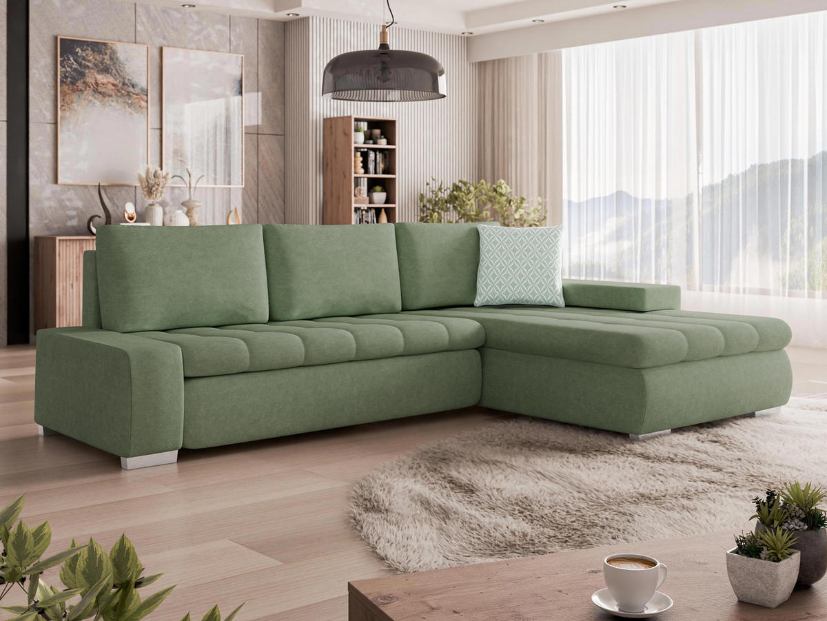 ECKSOFA Orkan Mini - Mintgrün, Holz/Textil (265/185cm) - MIRJAN24