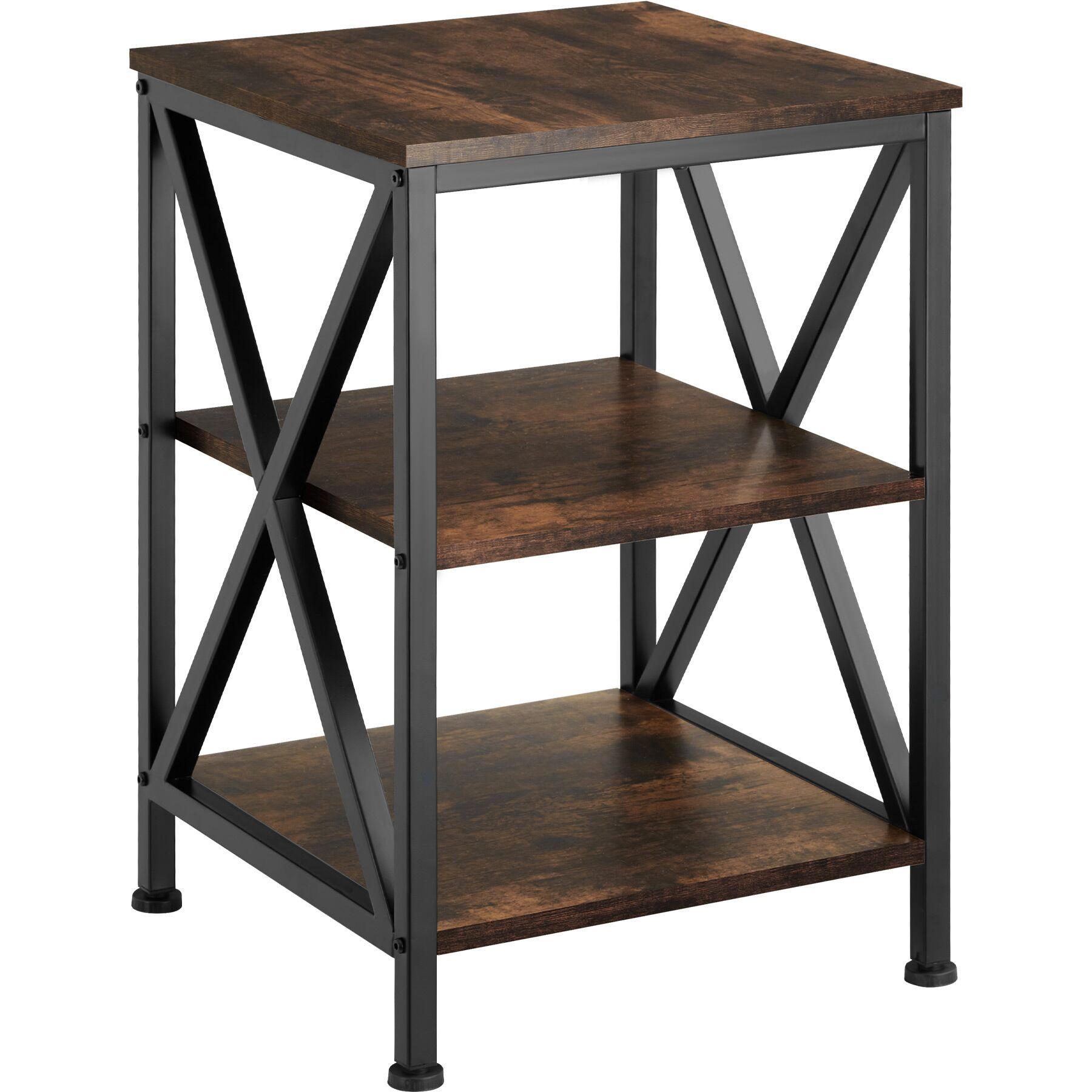 BEISTELLTISCH Nottingham,40,5 x 40,5 x 60,5 cm,Industrial Holz dunkel, rustikal - Rostfarben, Holz (40.5/40.5/60.5cm) - tectake