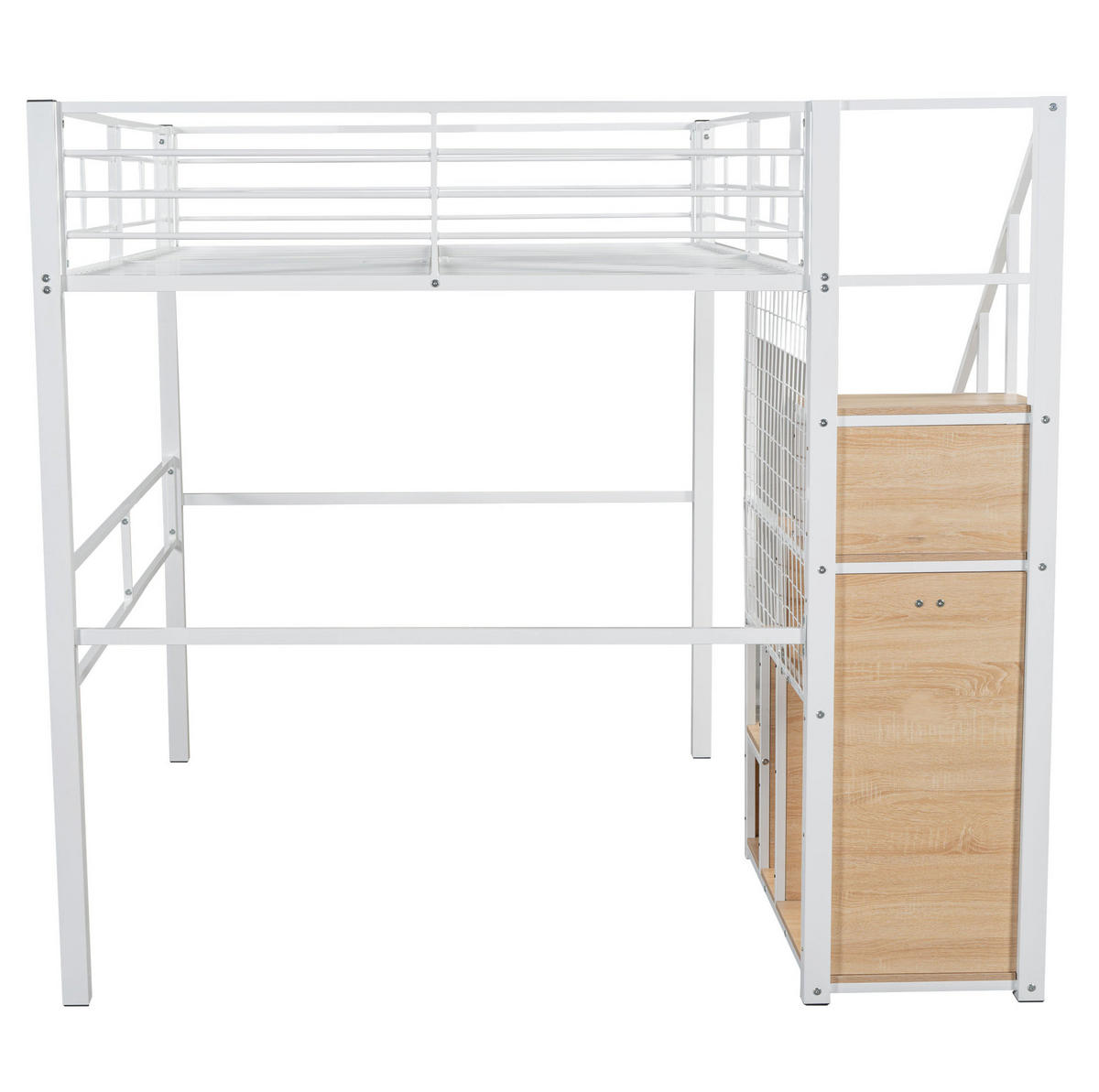 HOCHBETT 140/200 cm in Weiß mit Stauraum und Treppe aus Metall - Weiß, Metall (140/200cm) - Flora Grace