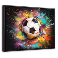 LEINWAND Bilder mit Rahmen - Fußball - Farbe - Farben - Schwarz - Weiß - 40x30 - Weiß, Textil (40/30cm) - MuchoWow