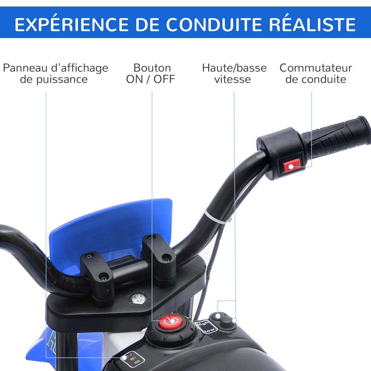 ELEKTRO-MOTORRAD DE-12995 abnehmbare Stützräder Blau - Blau, Kunststoff (106.5/51.5/68cm) - ComfortXL