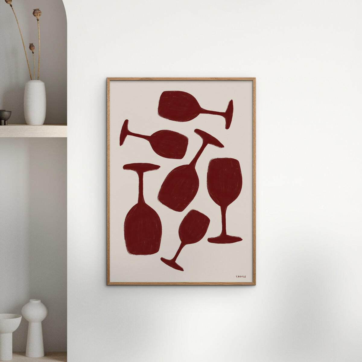 POSTER Tara Royle - Abstract Wine Glasses - Rot, Papier (30/40/0.1cm) - Poster&Frame